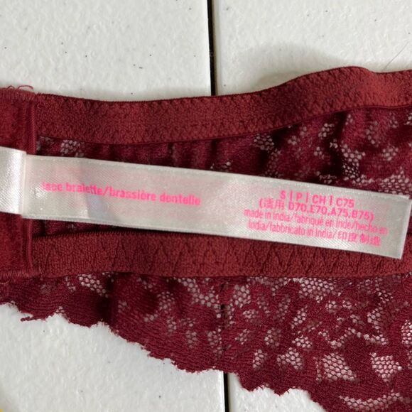 Victorias Secret Lace Bralette Burgundy Adjustable Halter Neck Lined Women Small - Picture 14 of 16